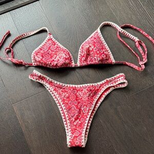 Hollister Red Swimwear with White Trim